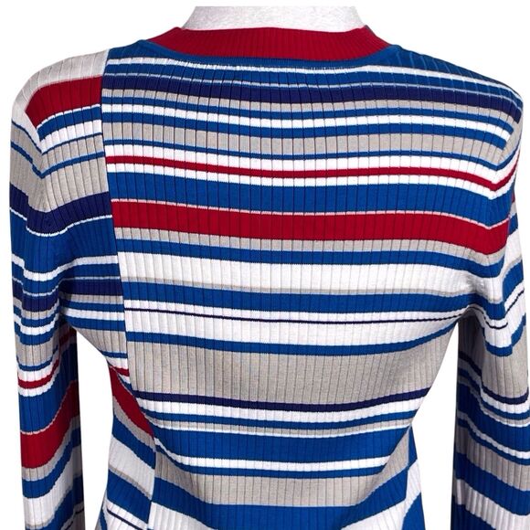 RAG & BONE Women’s Mason Crew Sweater Size Large Ribbed Striped Red Blue EUC - Picture 13 of 16